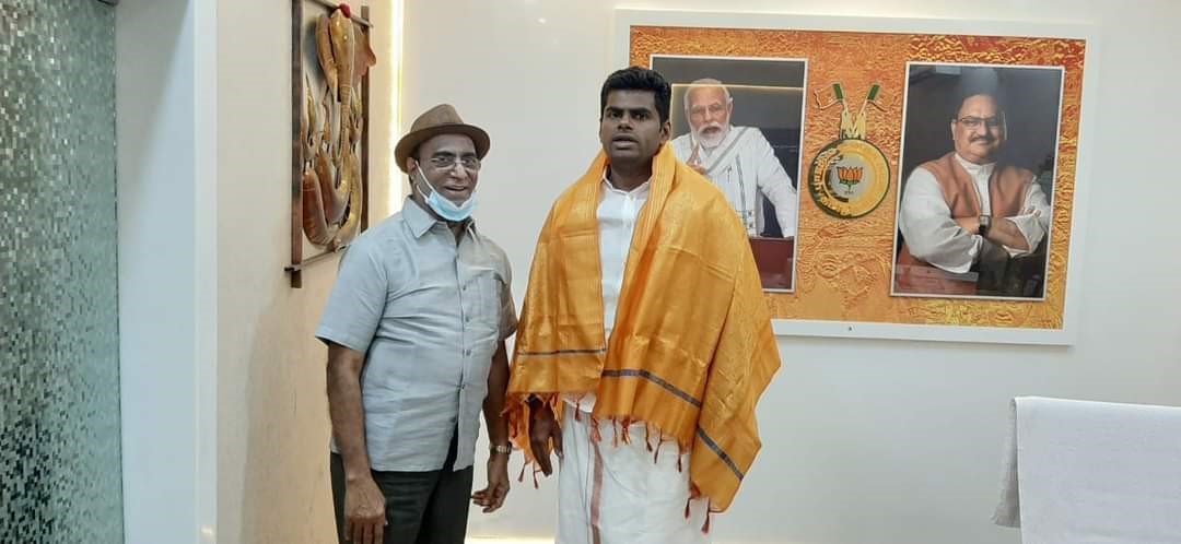 Prof CMKR with BJP Tamilnadu State President Annamalai